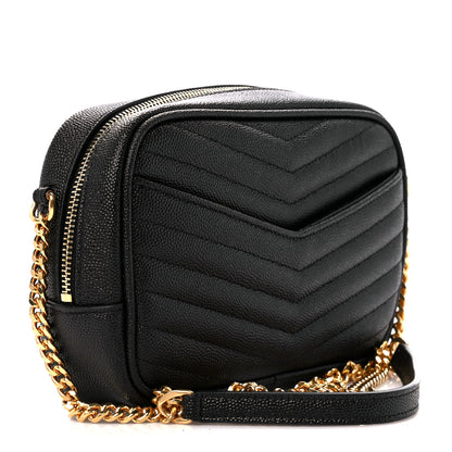 Saint Laurent Grain De Poudre Matelasse Monogram Mini Lou Camera Bag Black 5 of 12