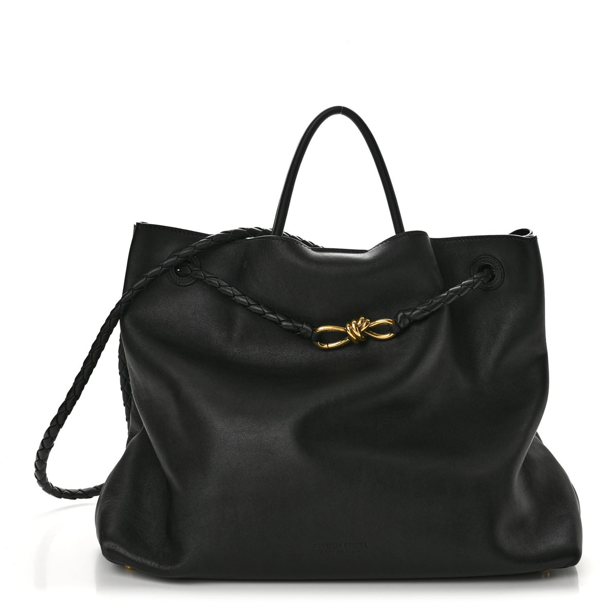 Silky Calfskin Large Andiamo Shoulder Bag Black