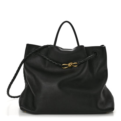 Bottega Veneta Silky Calfskin Large Andiamo Shoulder Bag Black 1 of 11