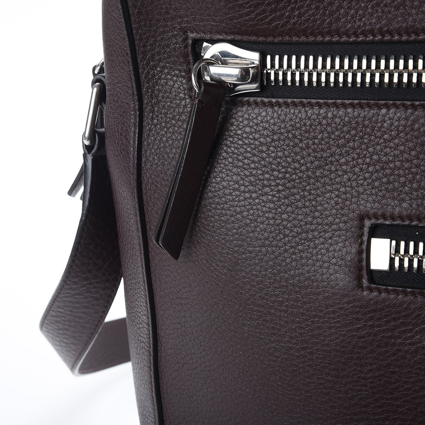 Grained Calfskin Small Kenrick Reporter Chocolate