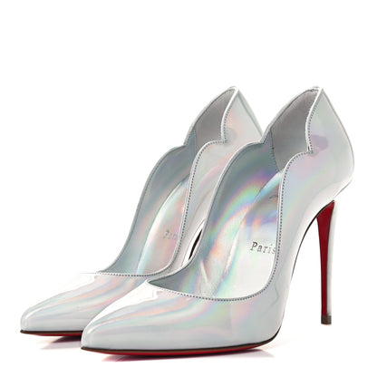 Christian Louboutin Metallic Patent Hot Chick 100 Pumps 35.5 White 3 of 10
