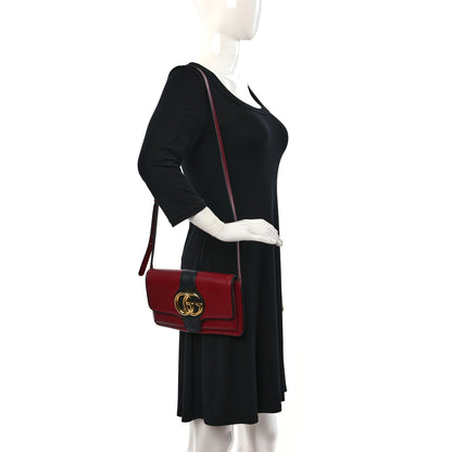 Gucci Vitello Palmellato Lux Bi-Color Small Arli Flap Shoulder Bag New Cherry Red Black 2 of 9