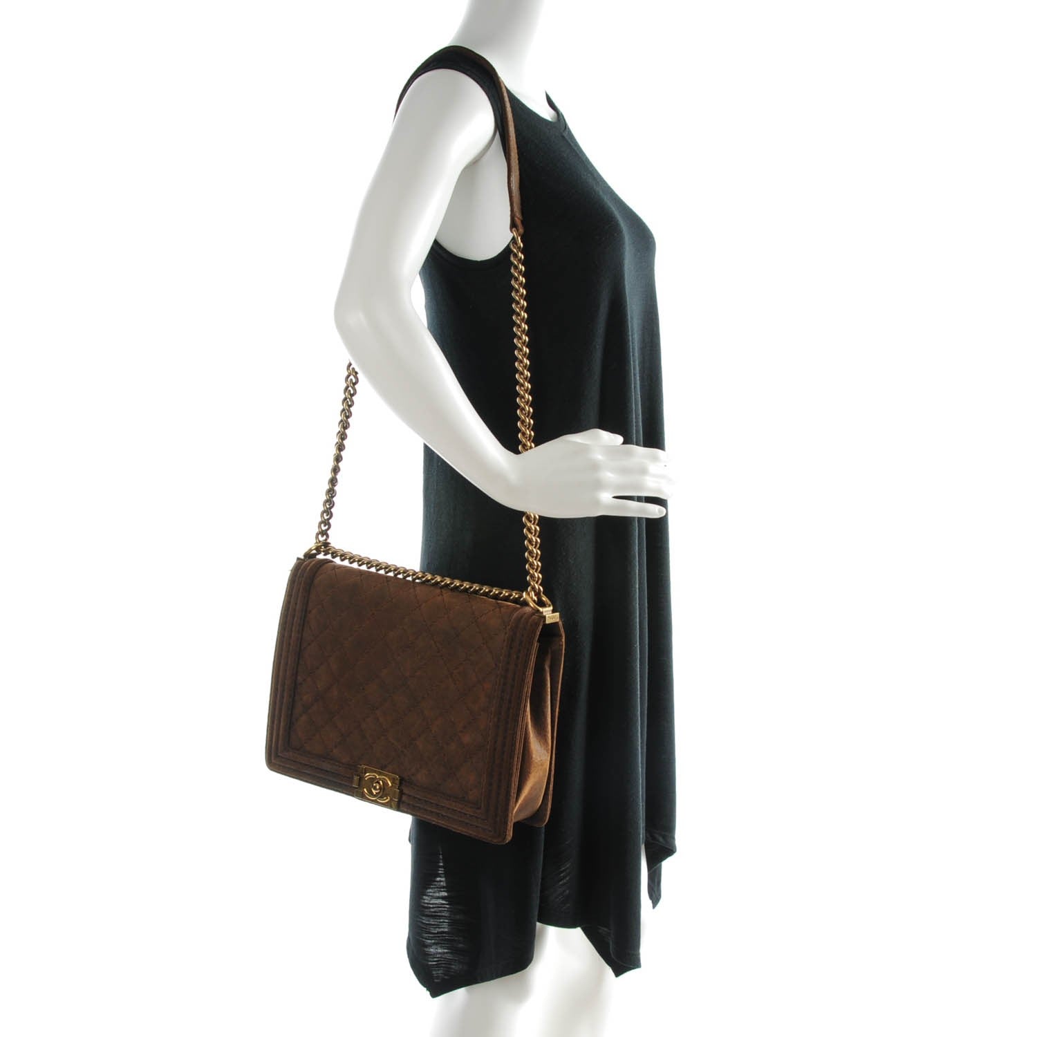 Chanel Nubuck Quilted Large Boy Flap Brown 4 of 11