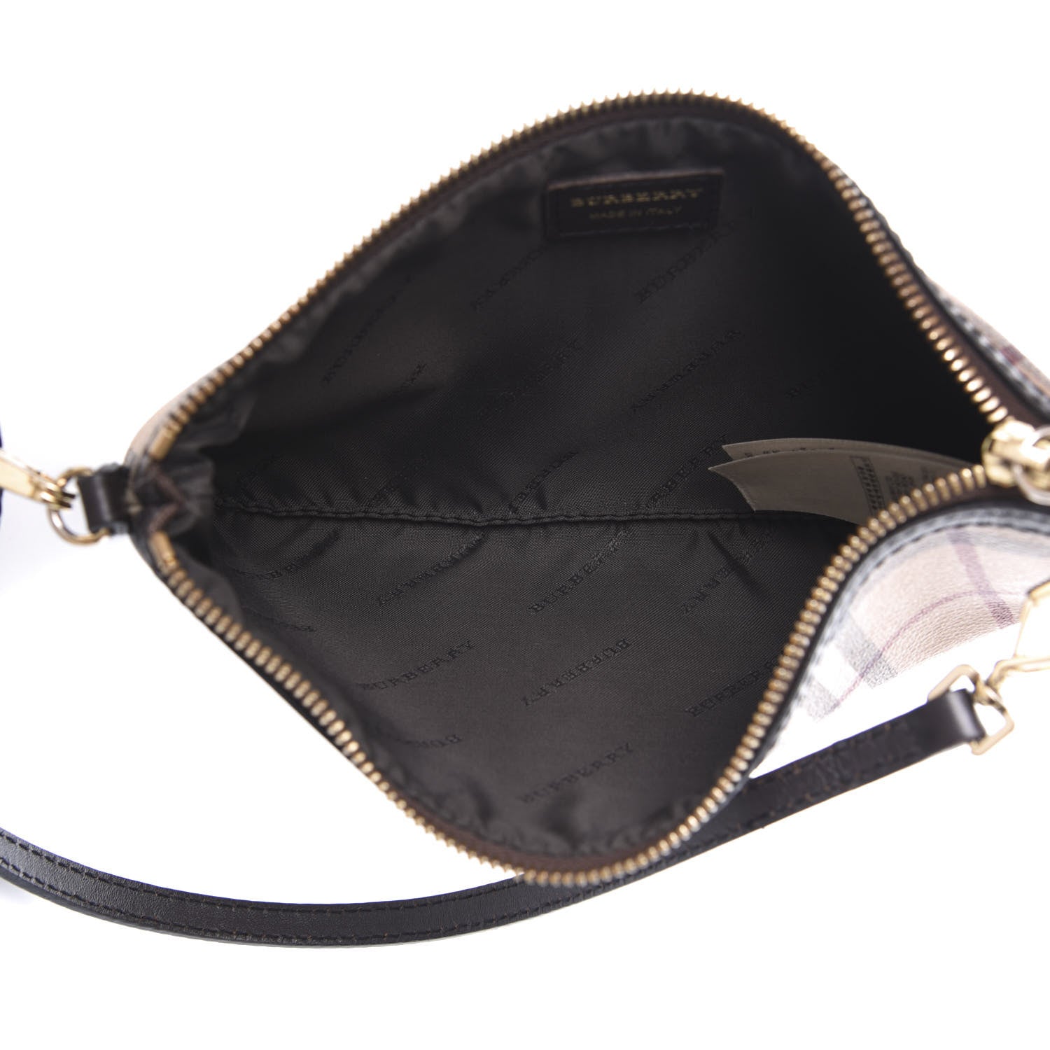 Burberry Haymarket Check Small Peyton Crossbody Clutch Bag Chocolate 4 of 8