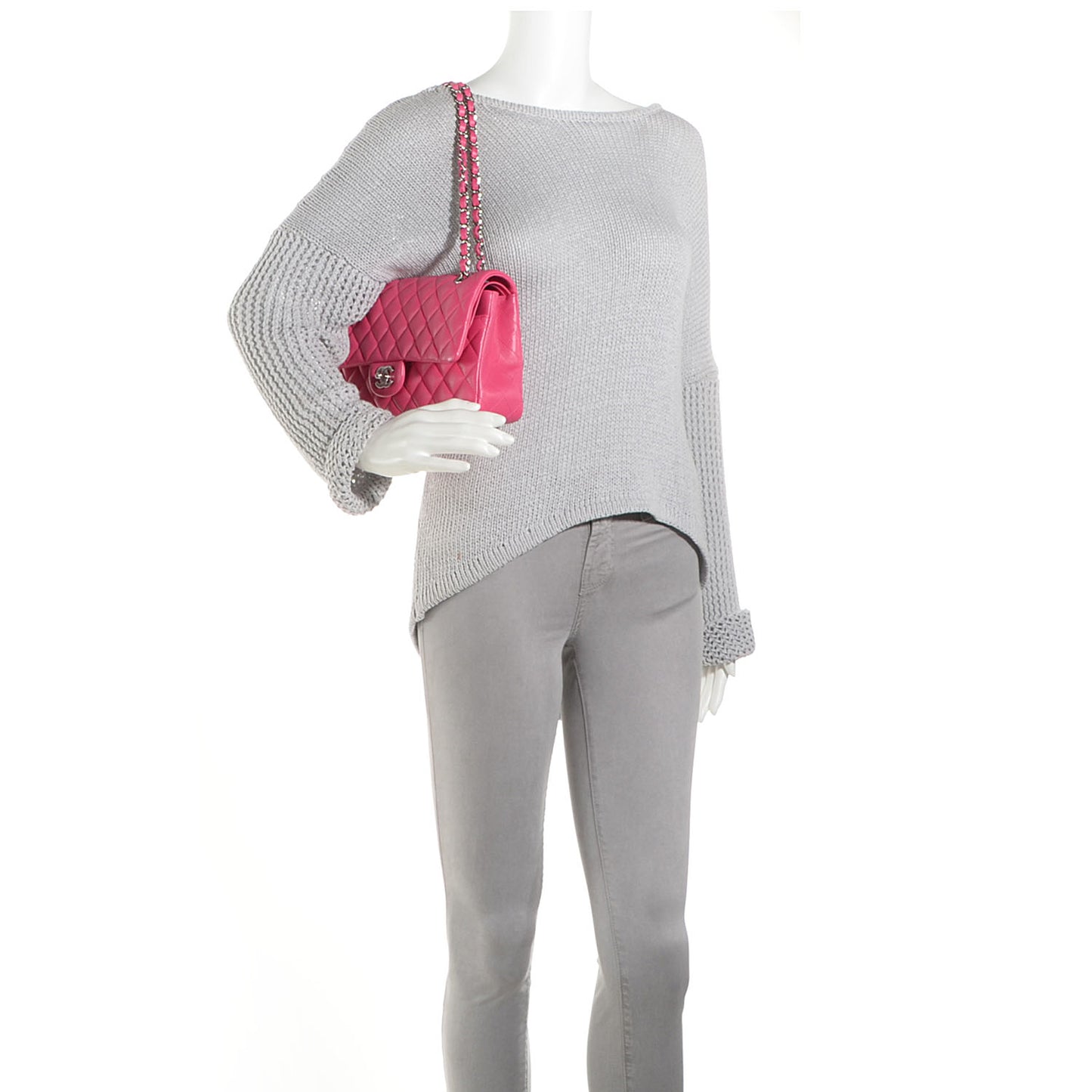 Lambskin Medium Double Flap Dark Pink