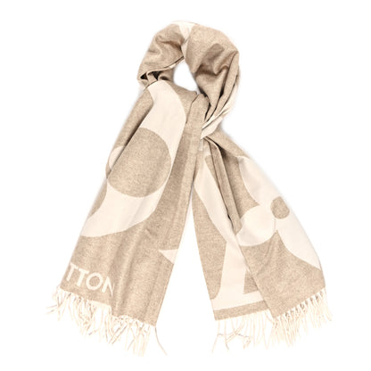 Louis Vuitton Cashmere Wool Oversized Monogram The Ultimate Shine Scarf Beige 1 of 3