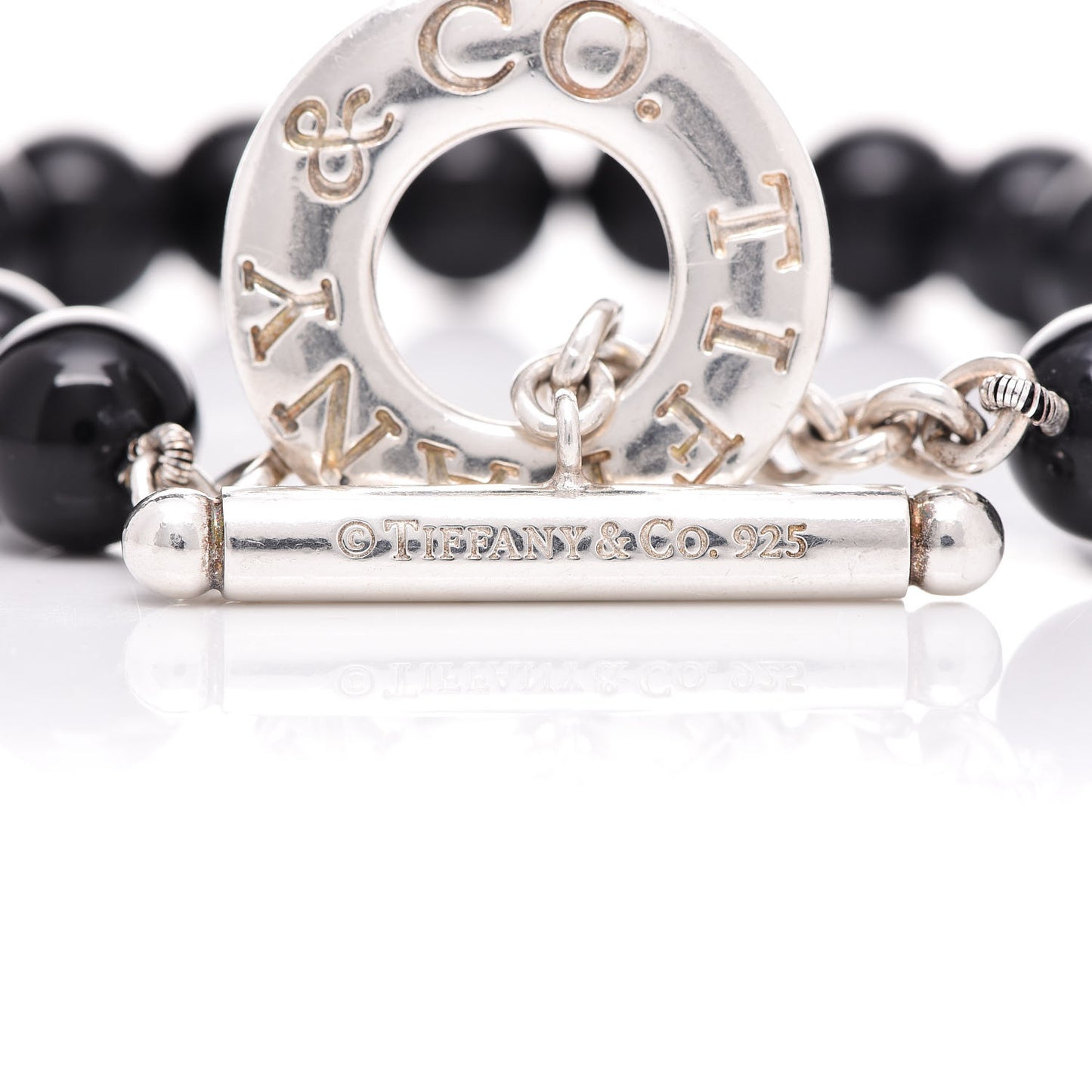 Sterling Silver Black Onyx Bead Toggle Bracelet
