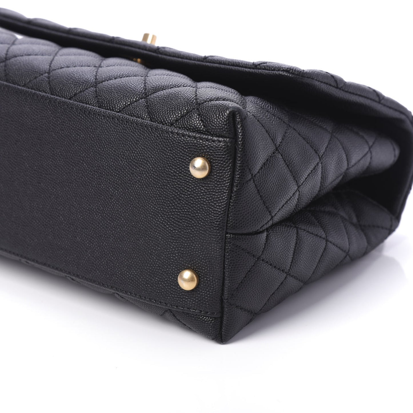 Caviar Quilted Small Coco Handle Flap Black
