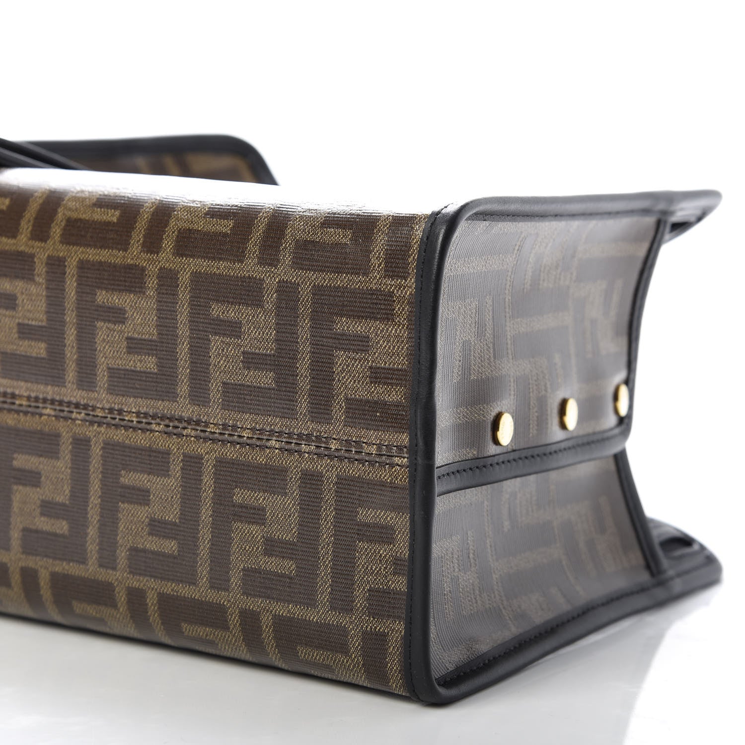 Fendi Glazed Fabric Vitello Century FF 1974 Stamp Patch Mini Peekaboo Defender Cover Mogano Panna Black 7 of 10