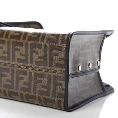Fendi Glazed Fabric Vitello Century FF 1974 Stamp Patch Mini Peekaboo Defender Cover Mogano Panna Black 7 of 10