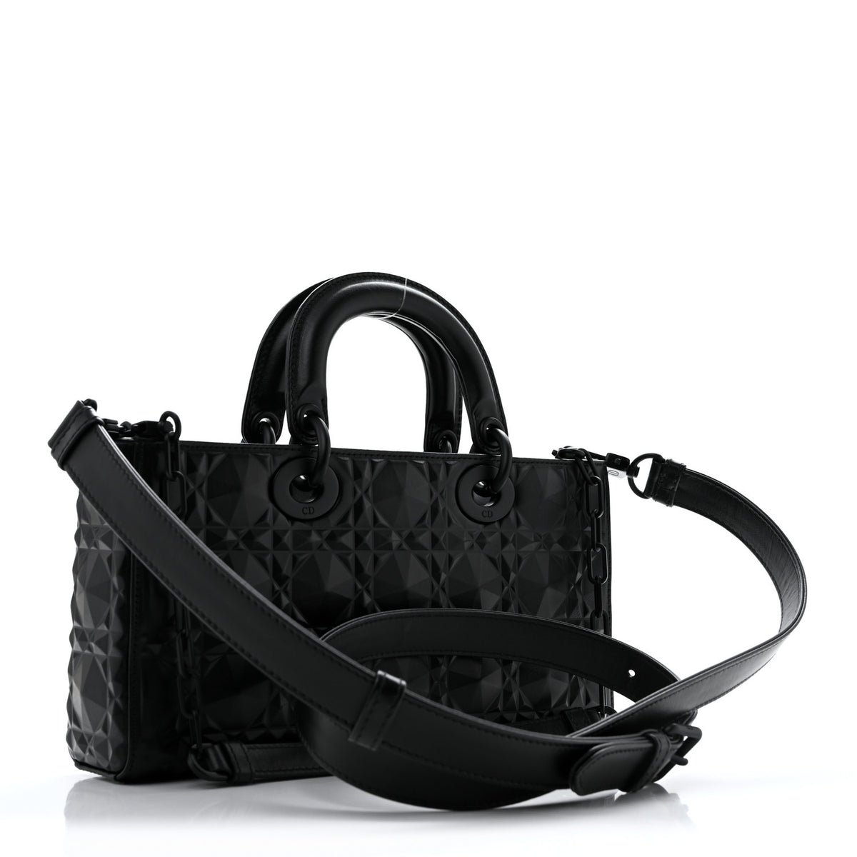 Calfskin Cannage Diamond Medium Lady D-Joy Black