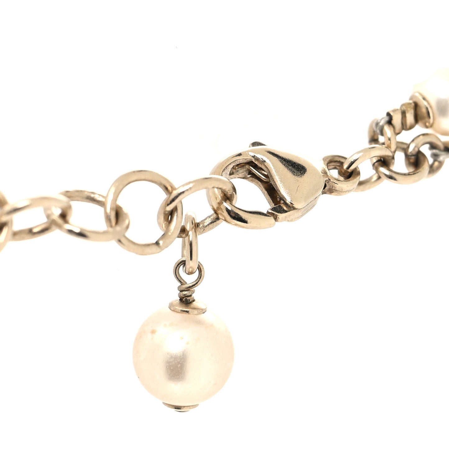 Metal Glass Swirling Pearls Necklace Gold