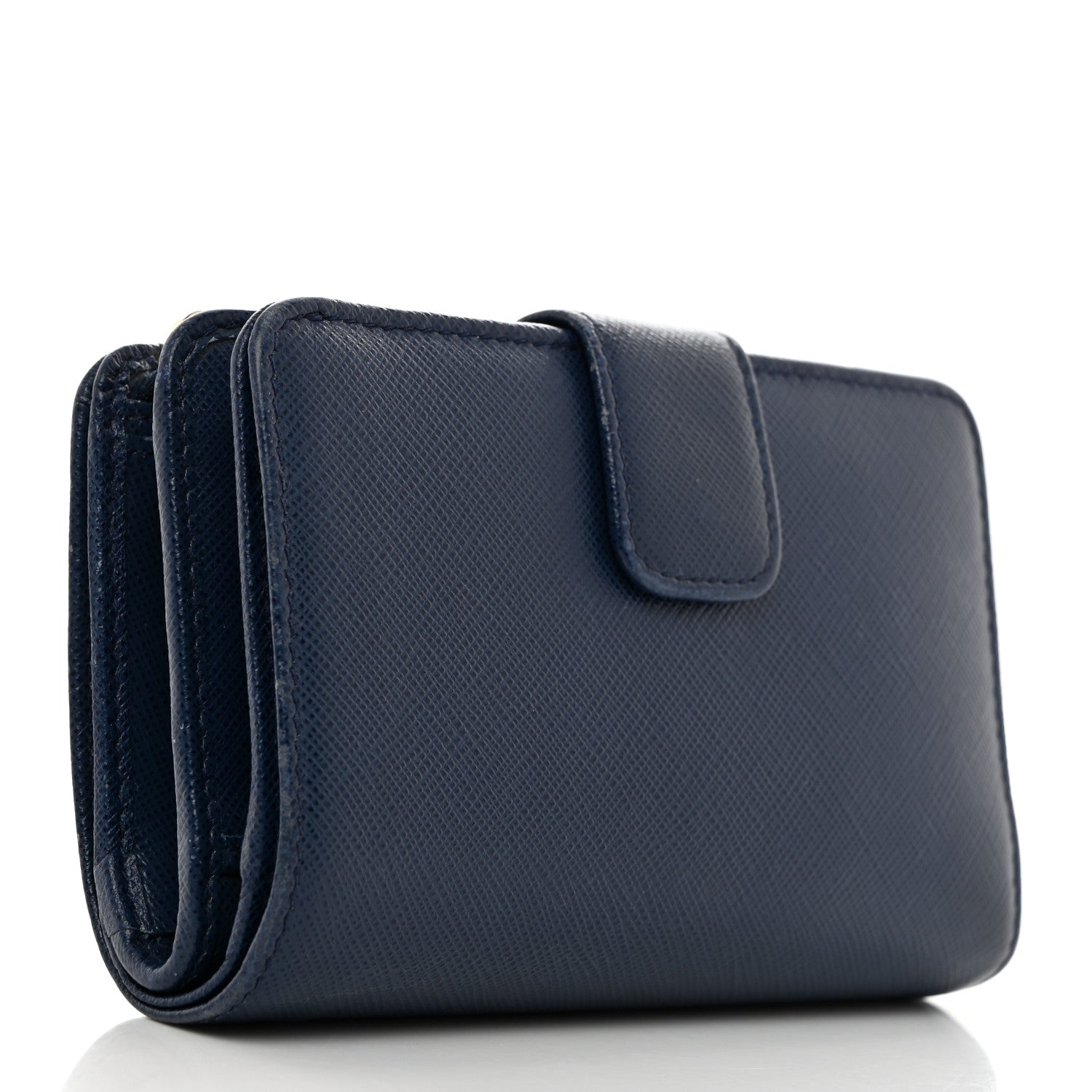 Prada Saffiano Metal Compact Wallet Bluette 3 of 15