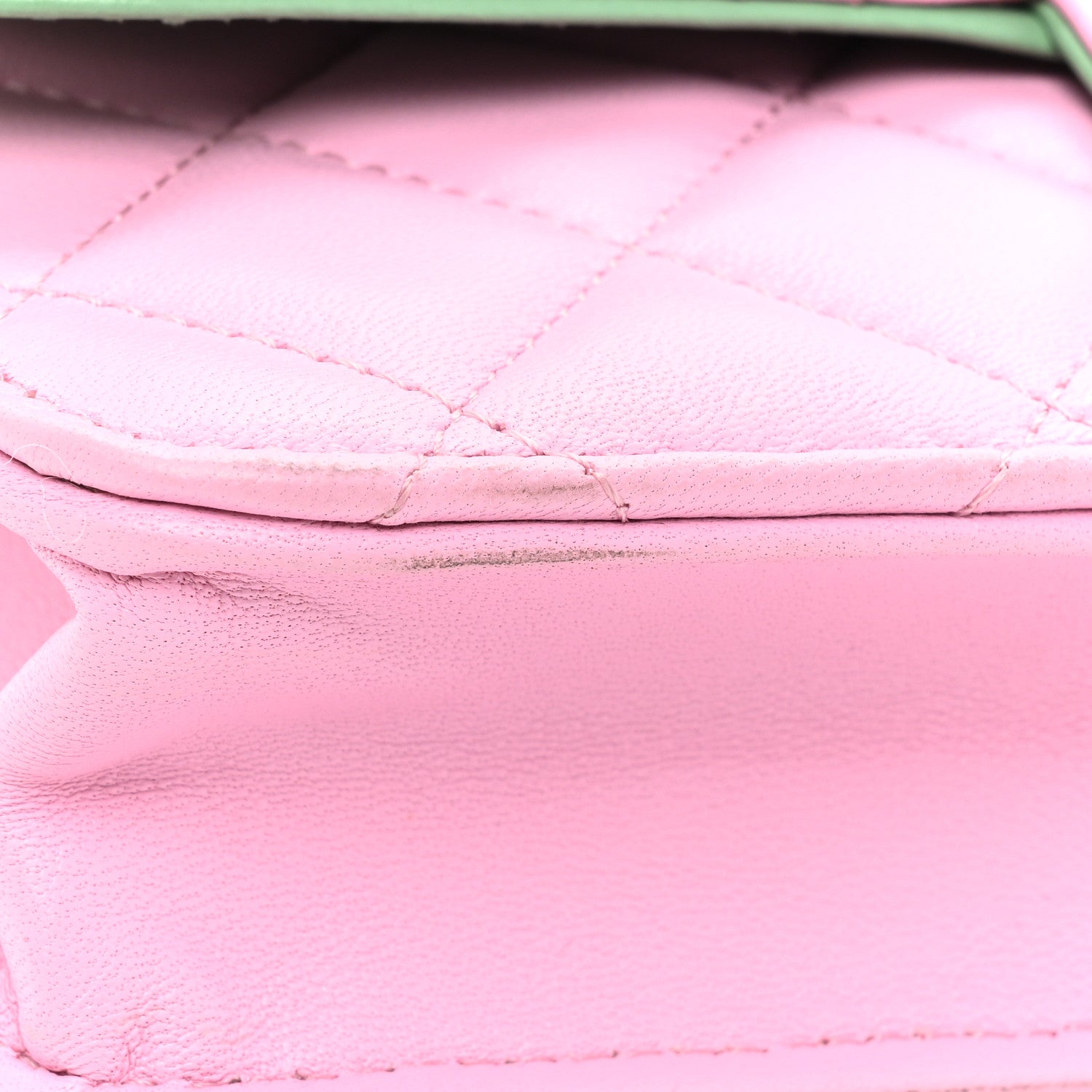 Chanel Lambskin Quilted Flap Phone Holder With Chain Lilac Light Green 10 of 14