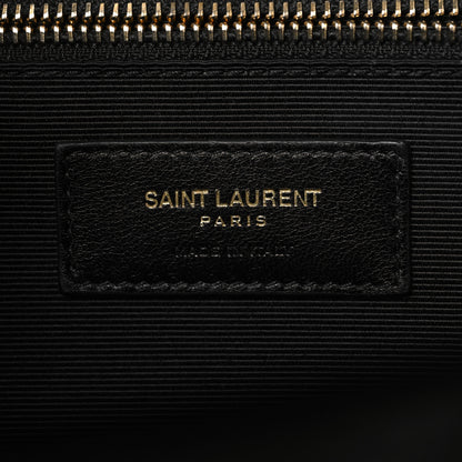 Saint Laurent Grain De Poudre Matelasse Chevron Large Monogram Satchel Black 6 of 10