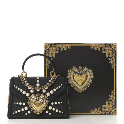 Dolce & Gabbana Moire Pearl Embellished Small Devotion Top Handle Bag Black 13 of 13