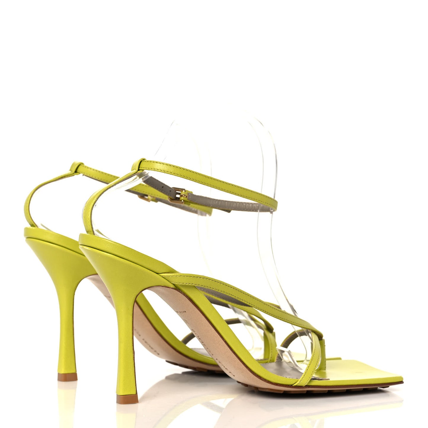 Lambskin Stretch Multi Strap 90mm Sandals 41 Pistachio