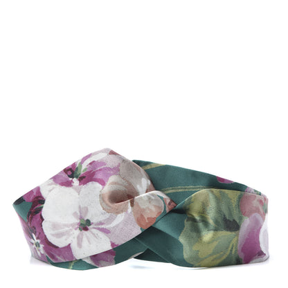 Gucci Silk Blooms Print Duchesse Headband Grass 1 of 7