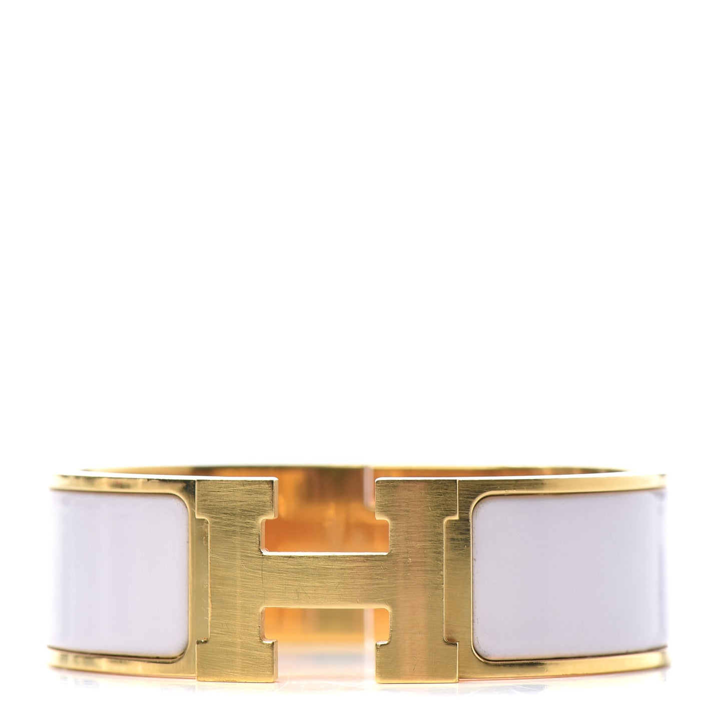 Enamel Wide Clic Clac H Bracelet GM White