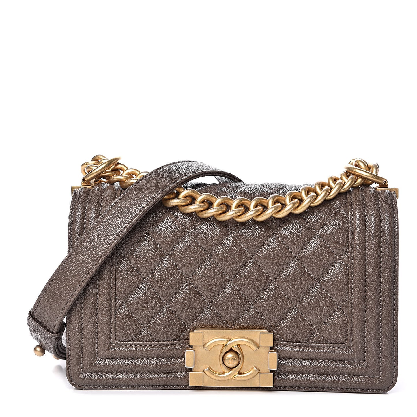 Caviar Quilted Small Boy Flap Khaki
