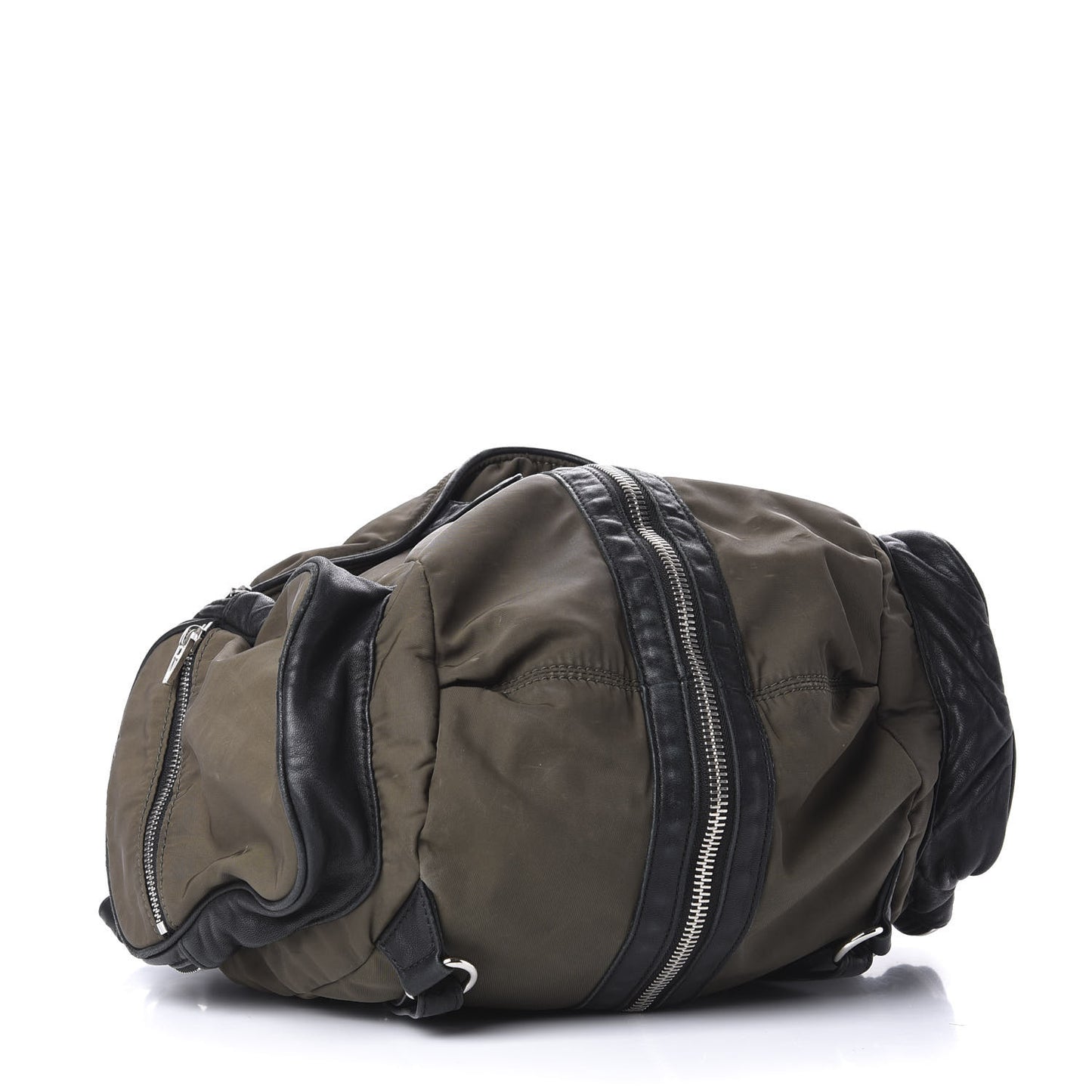 Lambskin Nylon Marti Backpack Military Green Nickel Hardware