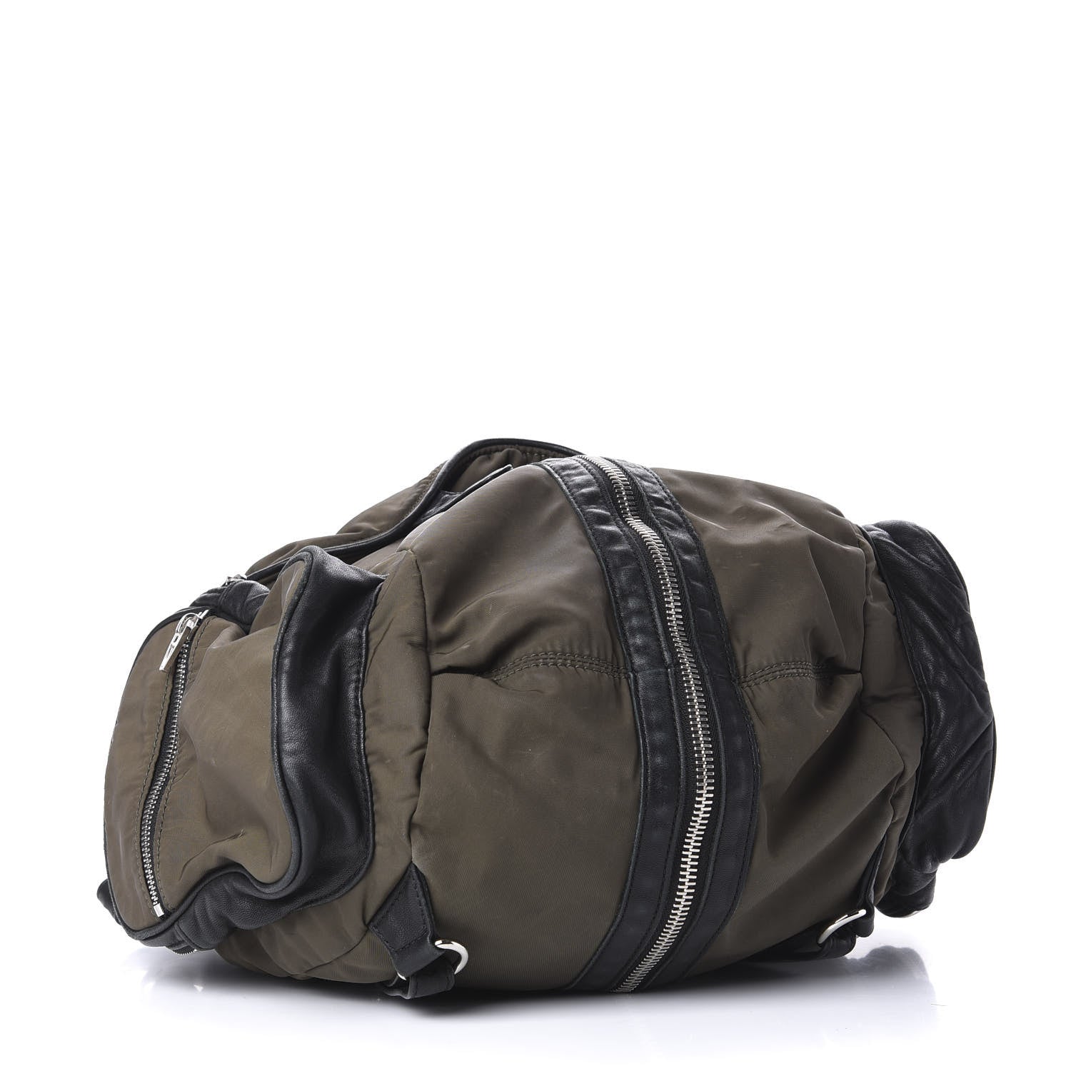 Alexander Wang Lambskin Nylon Marti Backpack Military Green Nickel Hardware 3 of 10