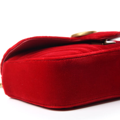 Gucci Velvet Matelasse Mini GG Marmont Shoulder Bag Hibiscus Red 7 of 11