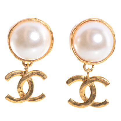 Chanel Pearl CC Dangle Clip On Earrings 1 of 3