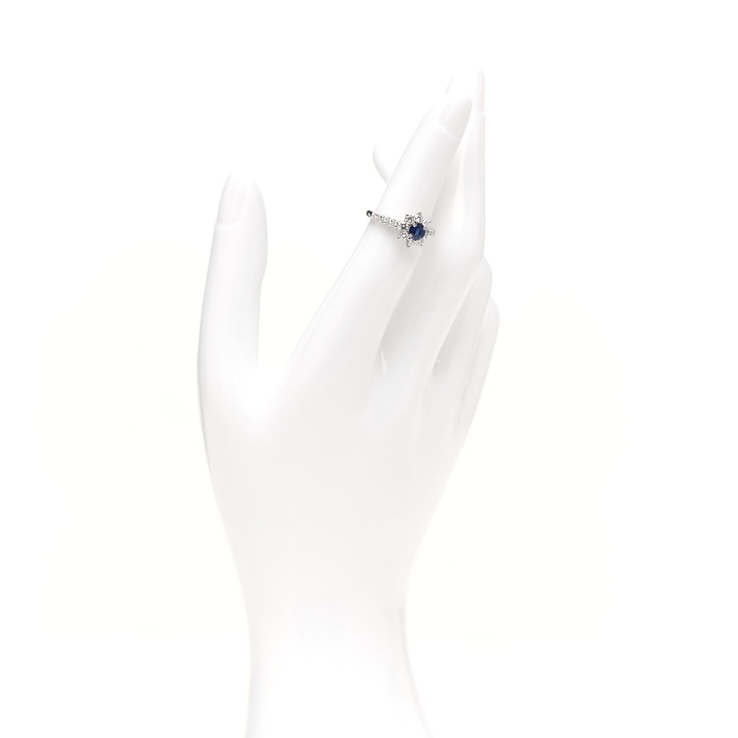 Platinum Diamond Blue Sapphire Petite Sunflower Ring 47 4.25