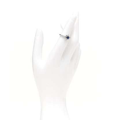 Harry Winston Platinum Diamond Blue Sapphire Petite Sunflower Ring 47 4.25 2 of 5