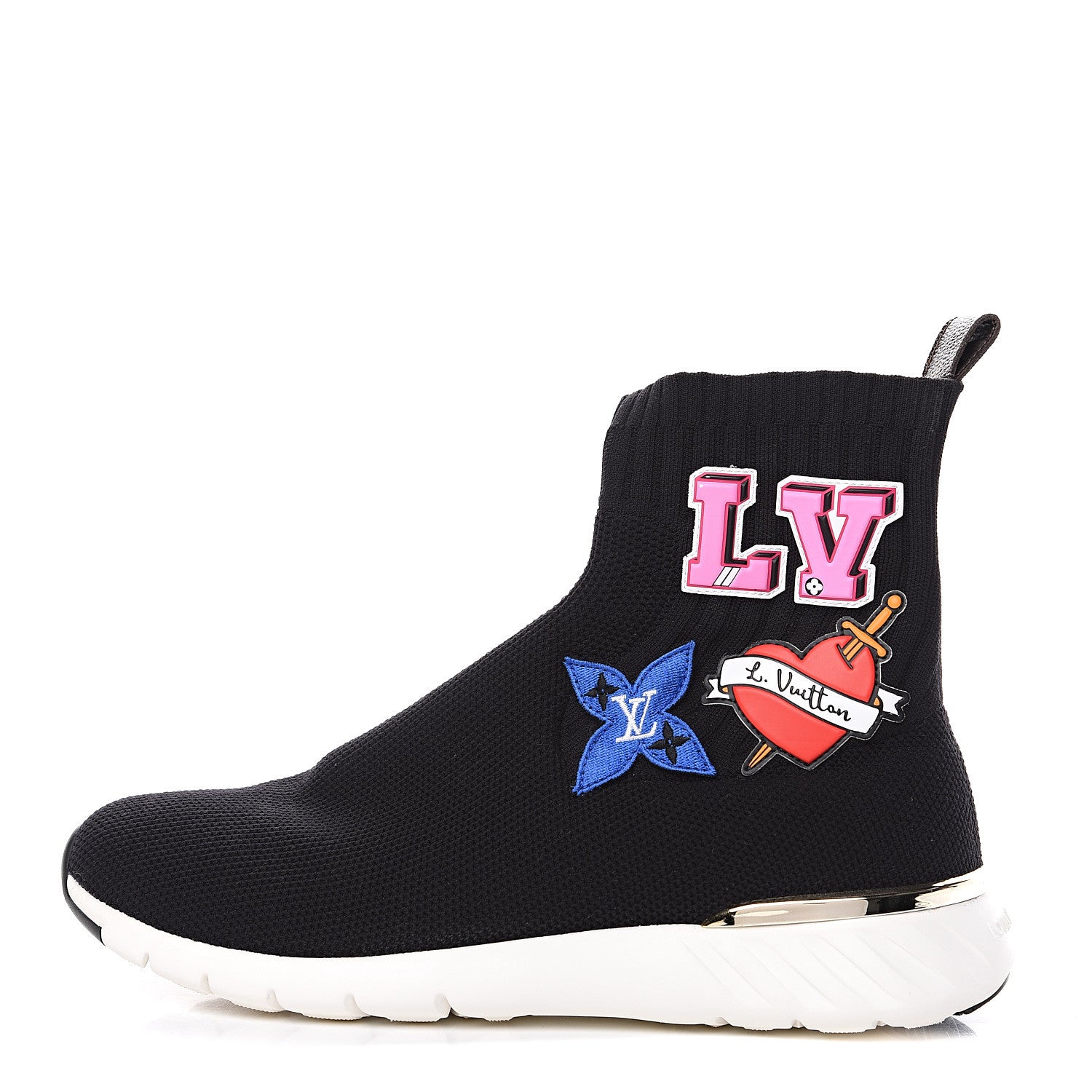 Louis Vuitton Stretch Fabric LV Black Heart Sock Sneaker 40 Black 1 of 8