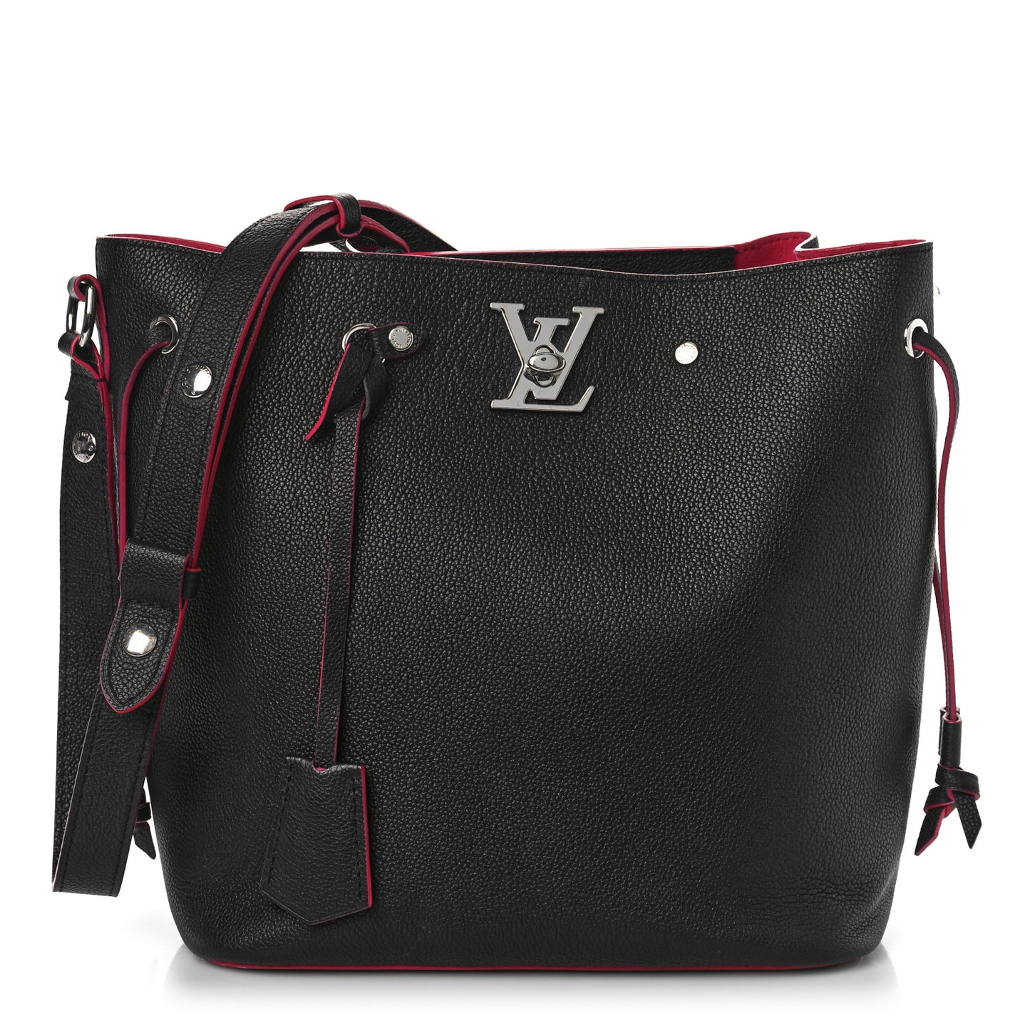 Calfskin Lockme Bucket Black
