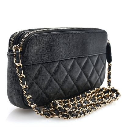 Chanel Caviar Quilted Zipped Phone Holder With Chain Black 3 of 10