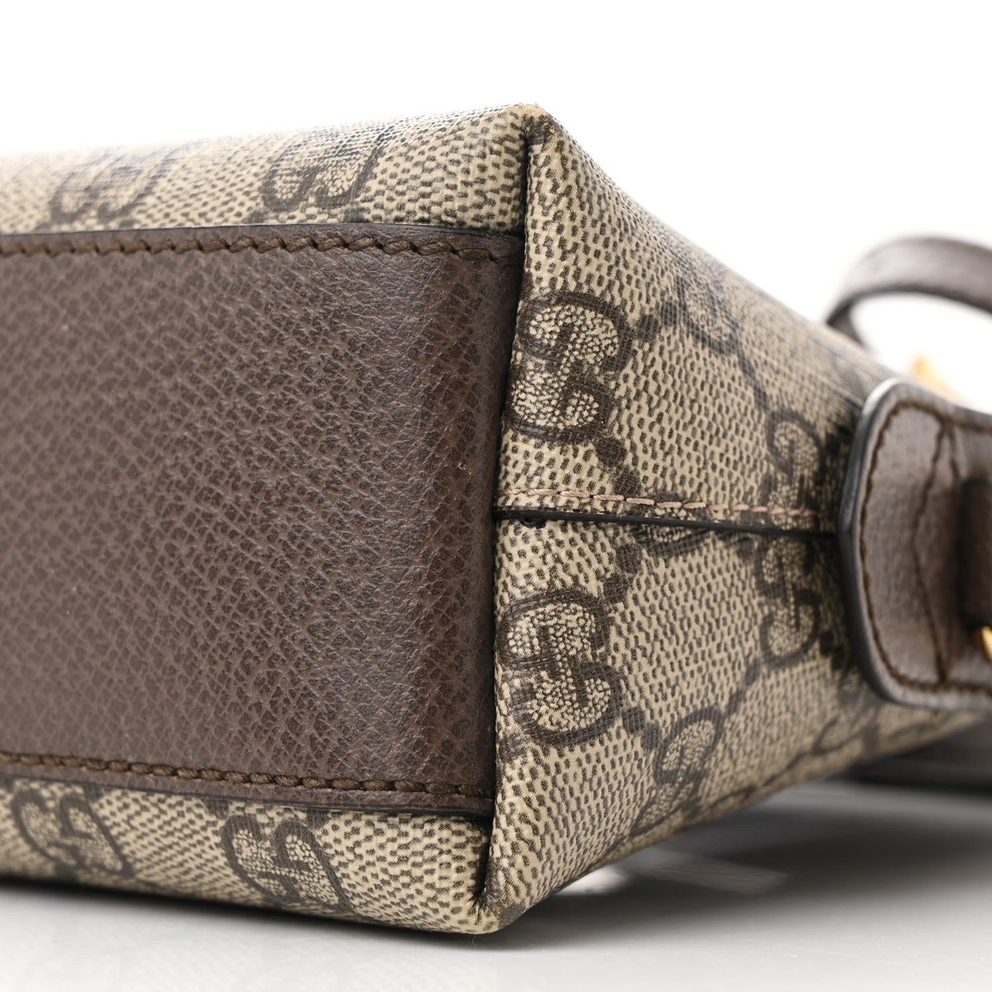 GG Supreme Monogram Textured Dollar Calfskin Web Small Ophidia Dome Shoulder Bag Beige Ebony New Acero