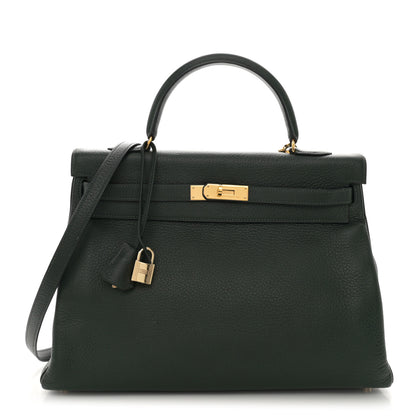 Hermes Taurillon Clemence Kelly Retourne 35 Vert Fonce 1 of 12