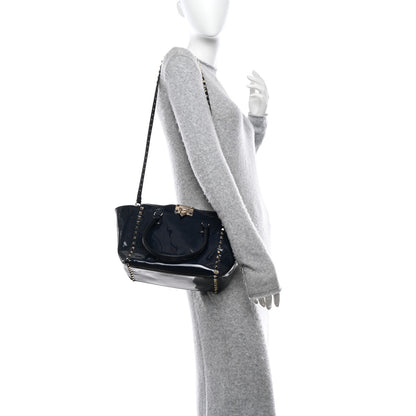Valentino Garavani Patent Small Rockstud Double Handle Tote Marine 2 of 20