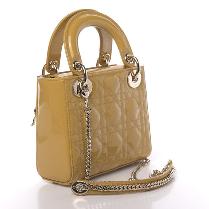 Christian Dior Patent Cannage Mini Lady Dior Yellow 4 of 10