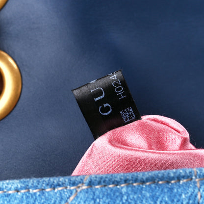 Gucci Denim Matelasse Studded Small Pearly GG Marmont Shoulder Blue 8 of 11