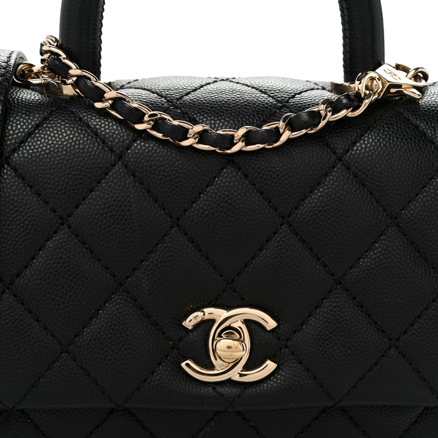 Caviar Quilted Extra Mini Coco Handle Flap Black