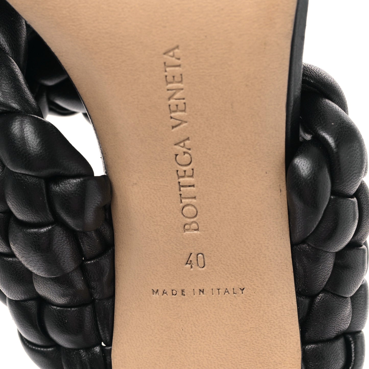 Nappa Twisted Padded Intrecciato Curve Slide Sandals 40 Black