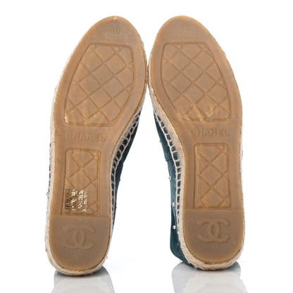 Chanel Suede Pearl CC Espadrilles 36 Teal 10 of 18