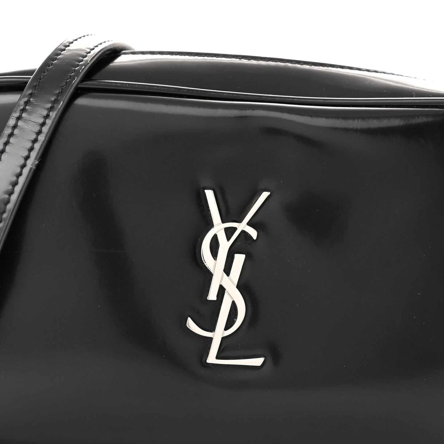 Shiny Calfskin Monogram Mini Lou Camera Bag Black