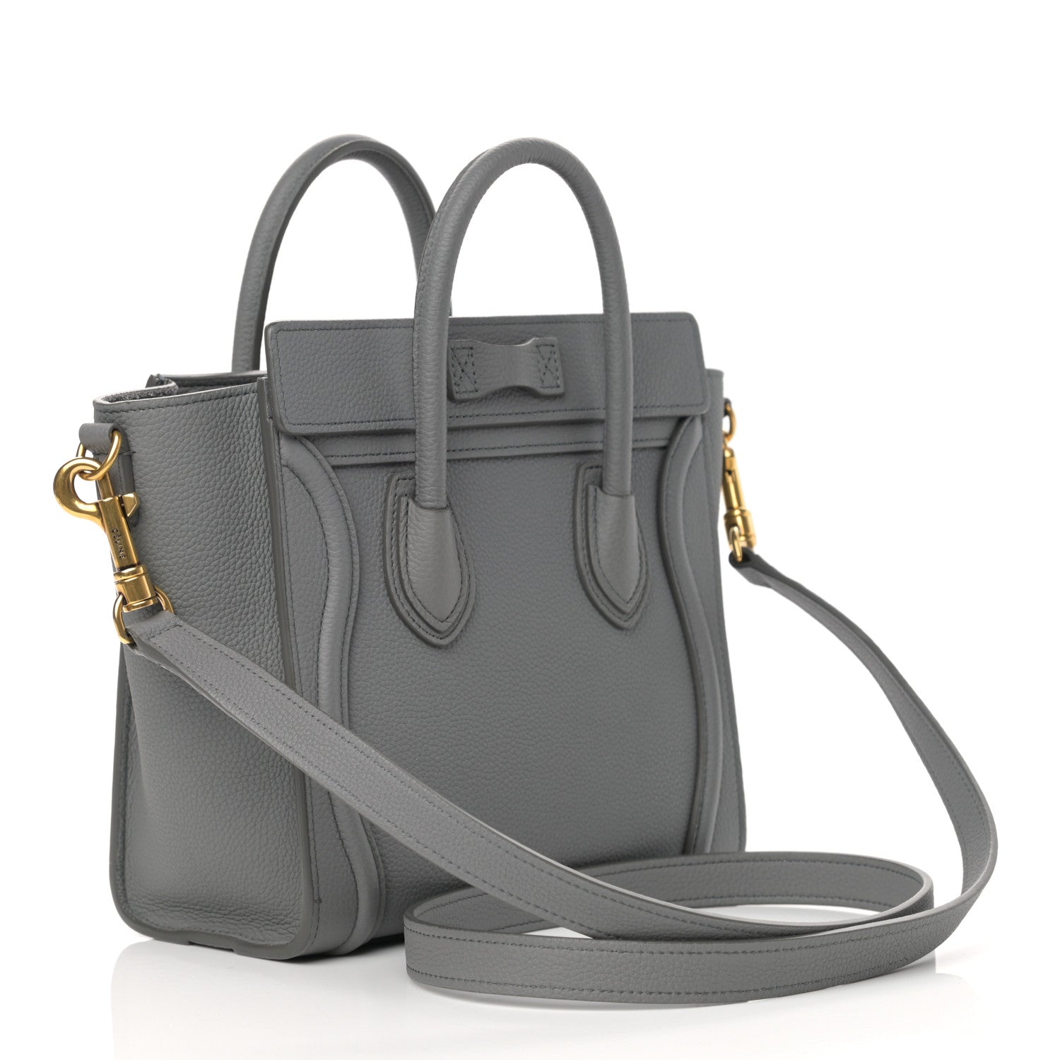 Celine Drummed Calfskin Nano Luggage Kohl 5 of 21