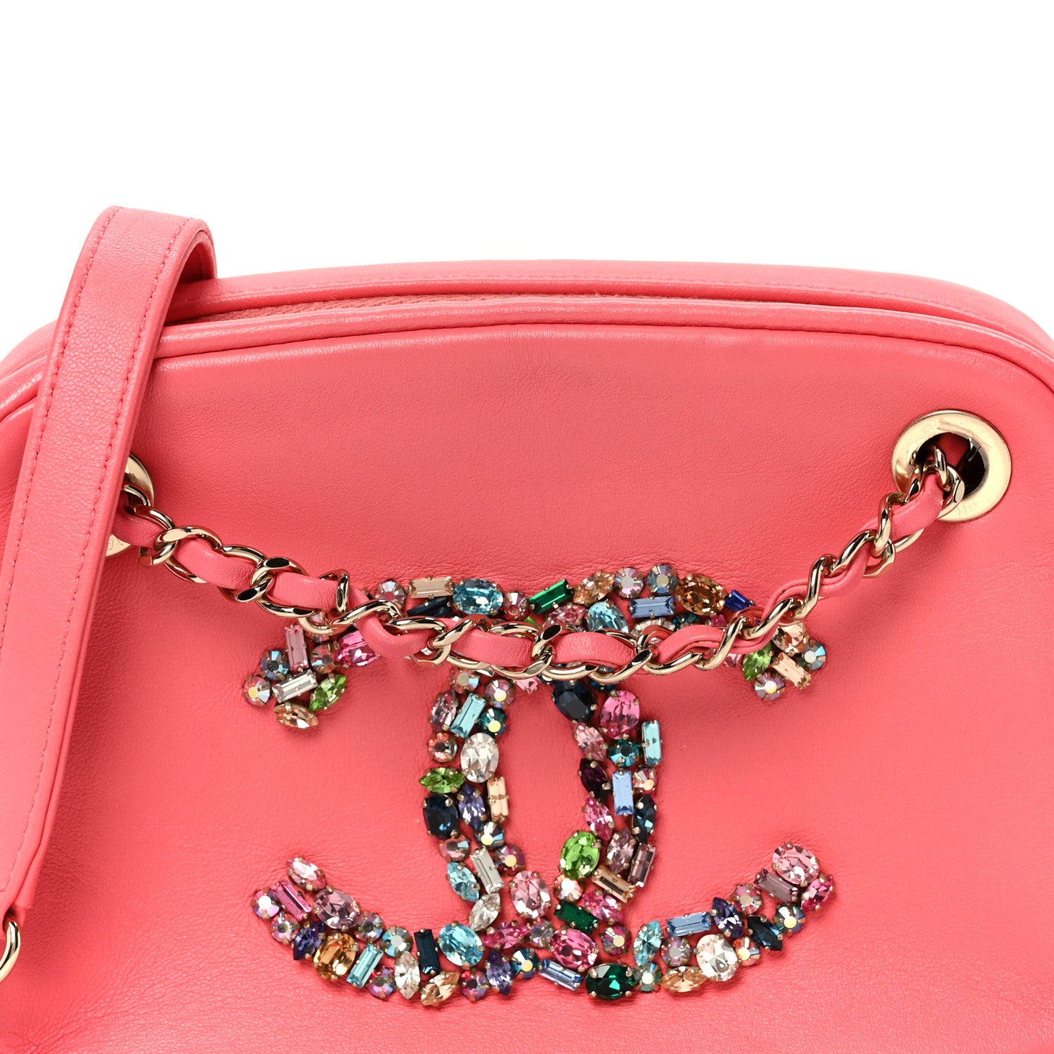 Chanel Lambskin Crystal Strass Mania Camera Case Pink 8 of 10