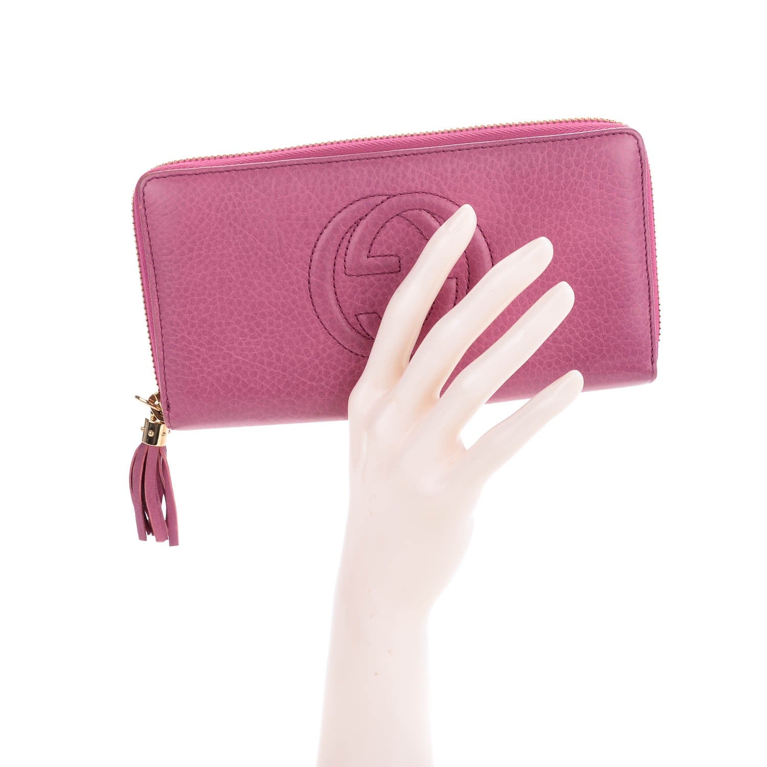 Gucci Pebbled Calfskin Soho Zip Around Wallet Peonia Flower 2 of 7