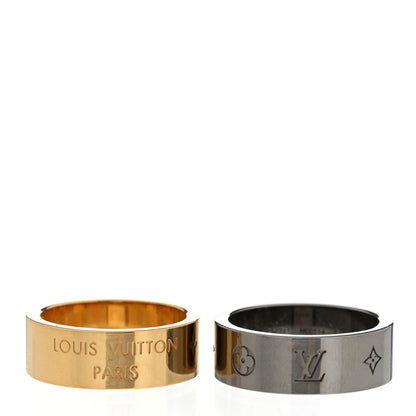 Louis Vuitton Metal LV Instinct Set of 2 Rings L 63/10.25 Silver Gold 3 of 7