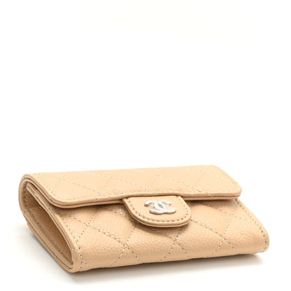 Chanel Caviar Quilted Flap Card Holder Wallet Beige 3 of 9