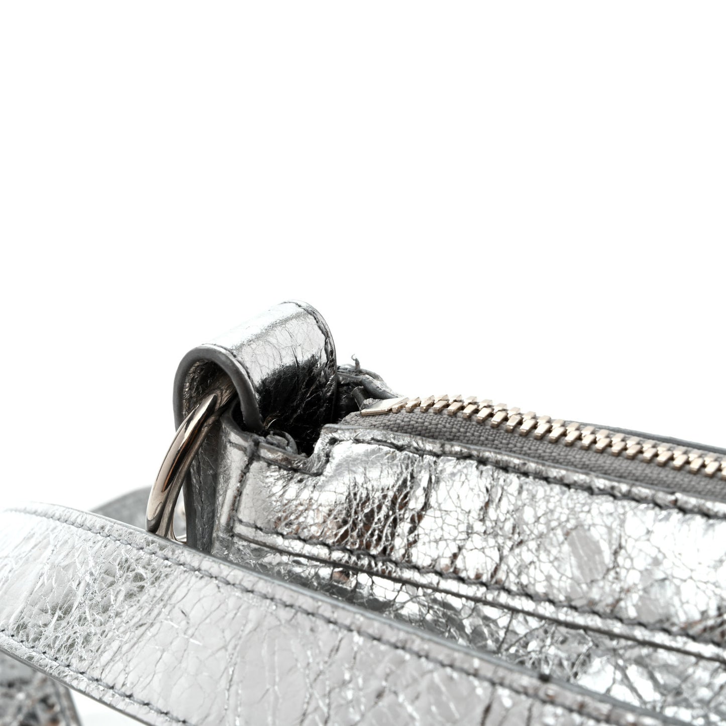 Metallized Agneau Arena Classic Hardware Mini Le City Moto Silver