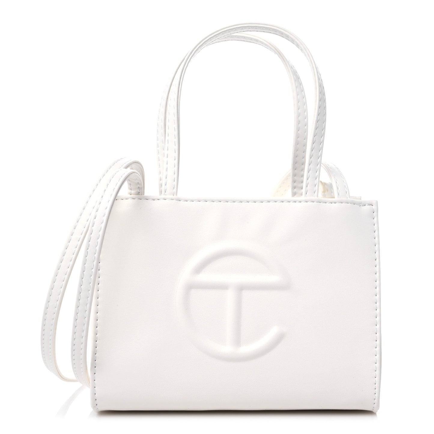 Vegan Leather Small Shopping Bag White
