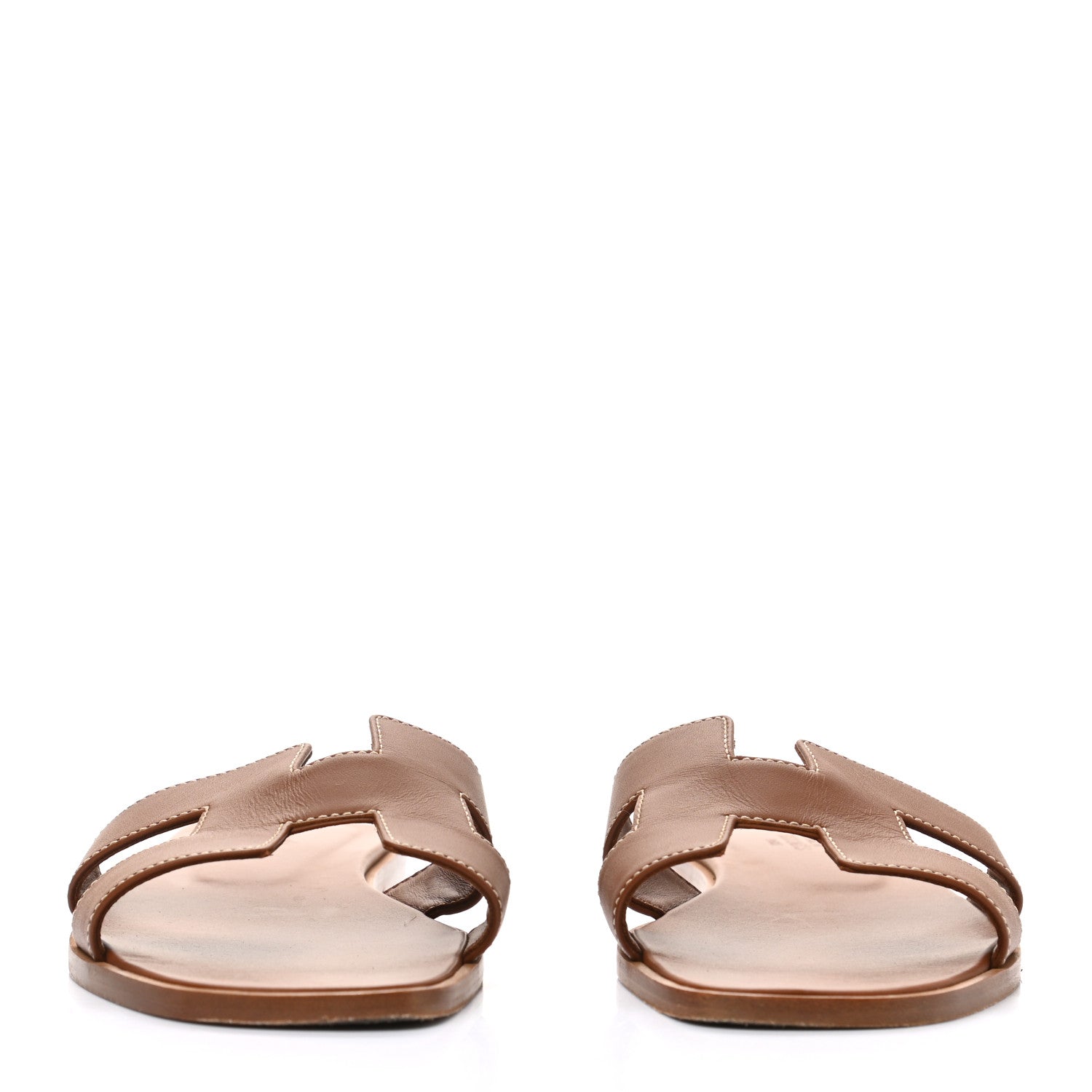 Hermes Box Calfskin Oran Sandals 38 Gold 2 of 9